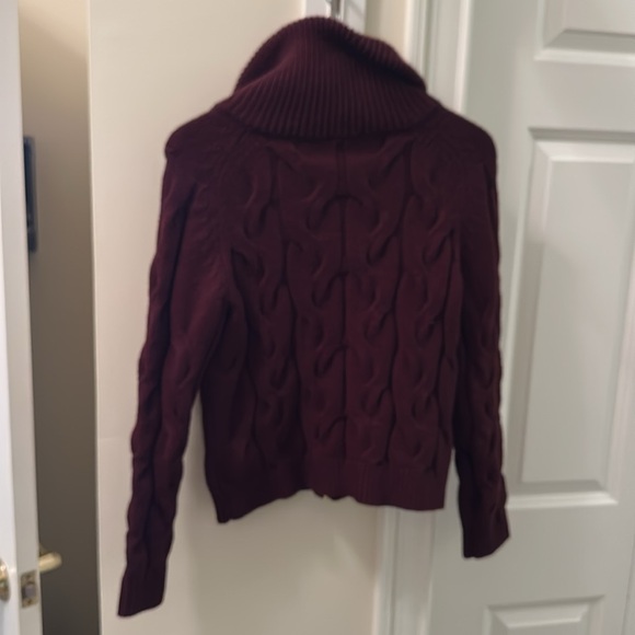 Talbots thick burgundy zipper sweater, size petite small - Picture 4 of 10